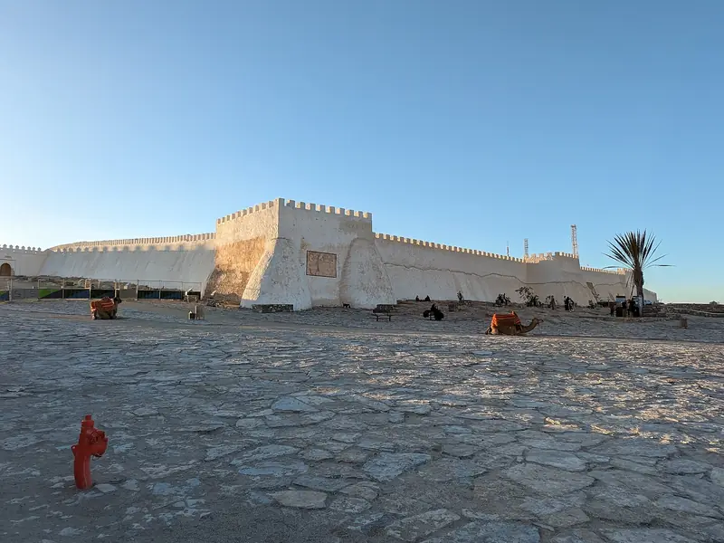 The restored ramparts of the Agadir Oufella kasbah on its hilltop